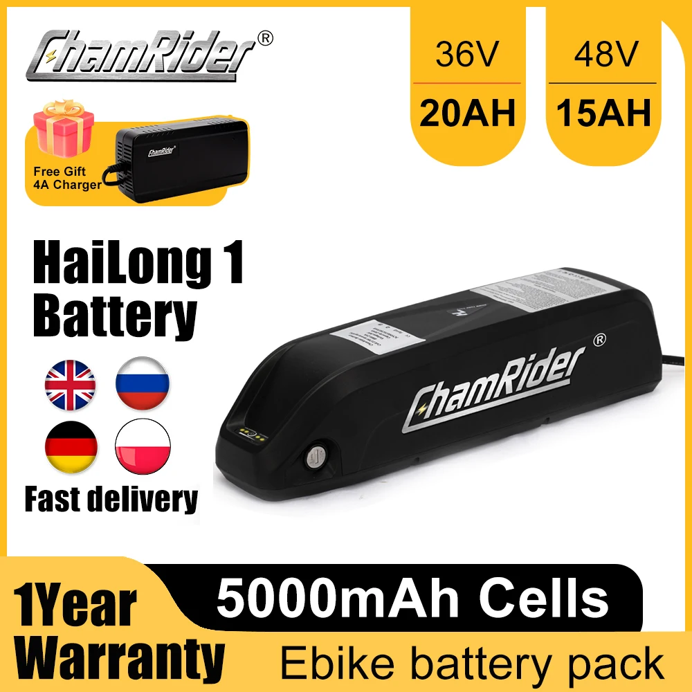 

ChamRider Original 36V Battery 48V 15AH Ebike Battery 36V Hailong 1 40A BMS 350W 500W 750W 1000W 1500W 21700 Cell