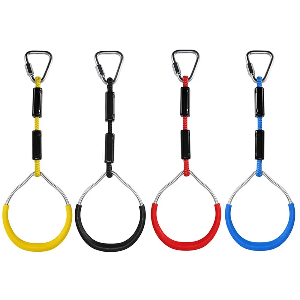 Heavy Duty Children Trapeze Bar Kids Pull Up Gym Rings Colorful Backyard Outdoor Warrior Obstacle Course Slackline Kit gymnastic rings gymnastics bar