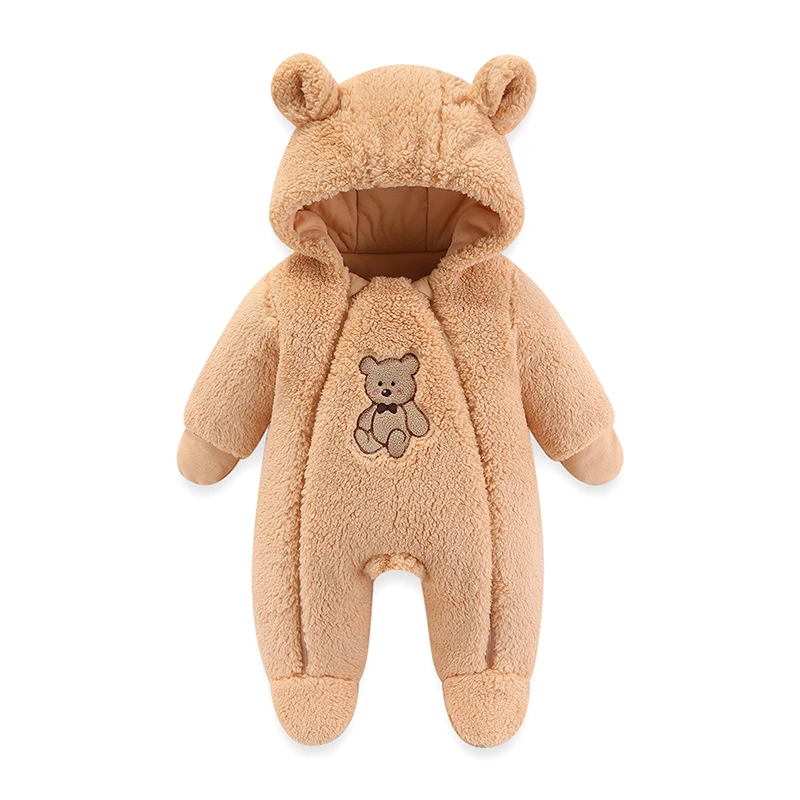 Baby Jumpsuit Newborn Baby Winter Jacket Warm Hooded Infant Romper Thicken Soft Cotton Boys Jumpsuit Cartoon Baby Girl Clothes 0 to 12 Months
