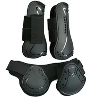 Horse Protection Leg Guard Boots Front Hind Leg Boots Adjustable PU Shell Wrap Protective Boots Horse Fly Leg Guards Set 1