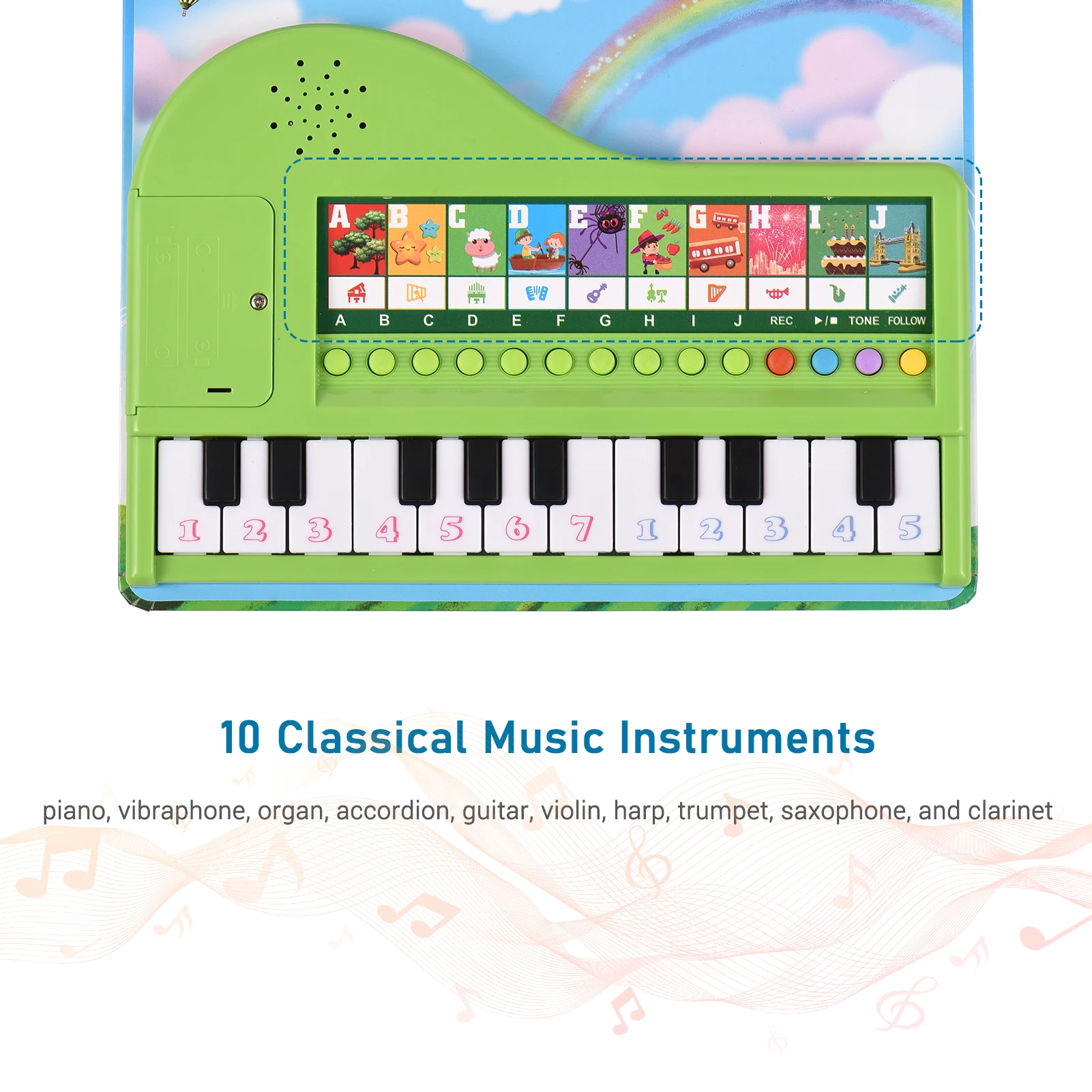 

Piano Book Electronic Piano Keyboard Music Book Piano Songbook with Built-in Keyboard with 10 Instruments 10 Songs for Kids