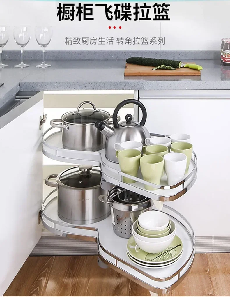 Basket kitchen cabinet double shelf large capacity storage multi-function