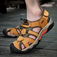 Sandales d'été classiques en cuir véritable pour hommes, chaussures de randonnée en plein air, légères, respirantes, antidérapantes, 38-48 2