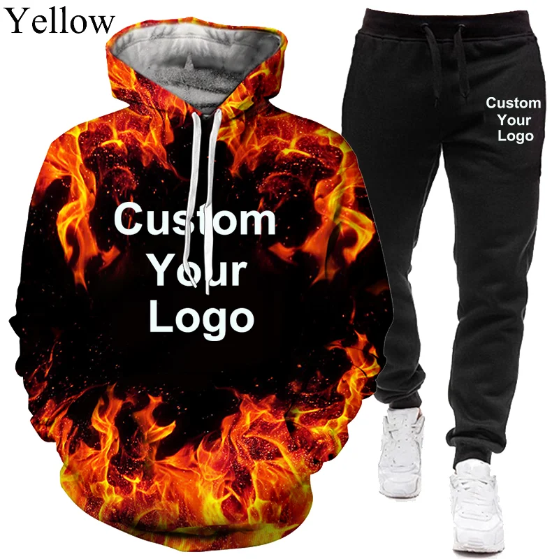 Men\'s and Women\'s Custom Your Logo 3D Tracksuits Hoodie Sweatshirts+Joggers Pants for Men Women