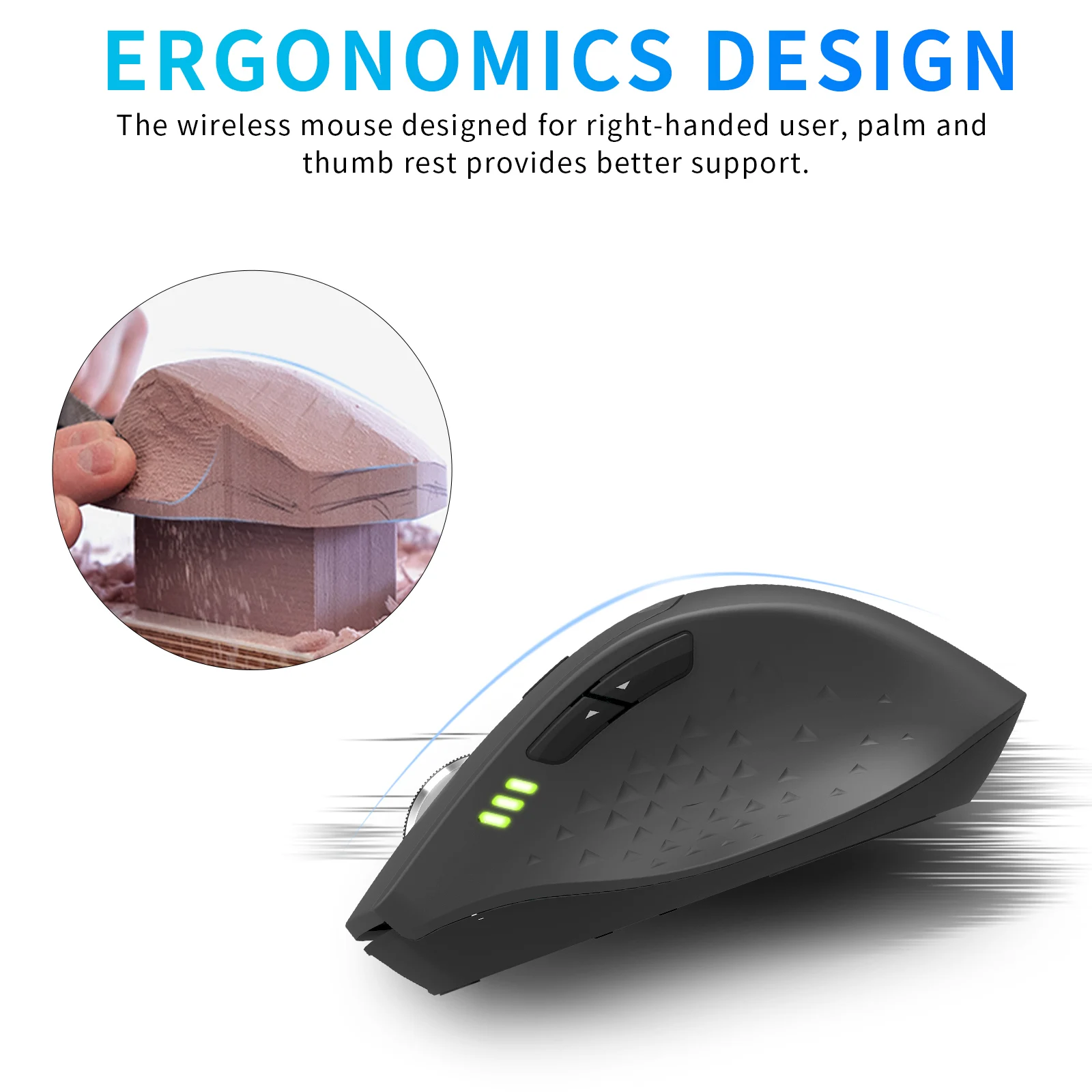 RAPOO MT550 Multi-mode Wireless Mouse Connect Up to 4 Devices 1600 DPI Ergonomic Bluetooth Mouse 12 Month Long Battery Wireless Mouse Ergonomic Mouse