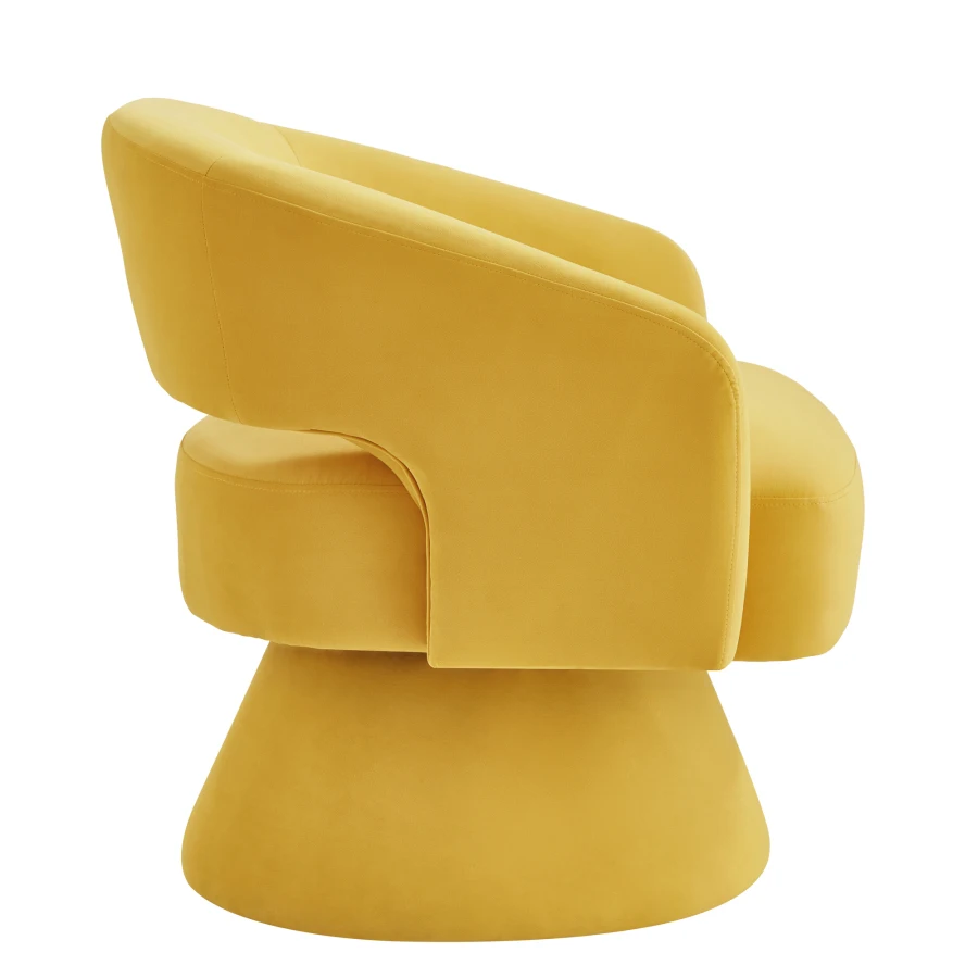 Modern Swivel Barrel Chair Upholstered Velvet Round Accent Chairs 360 Degree Comfy Swivel Chair with Open Backrest Single Chair 4