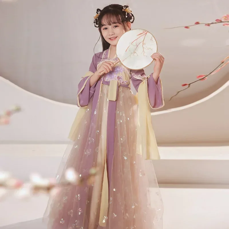 

Chinese Style Hanfu Purple Embroidery Sequins Beading Dress Tang Suit Girls Fairy Photography Cosplay Costume