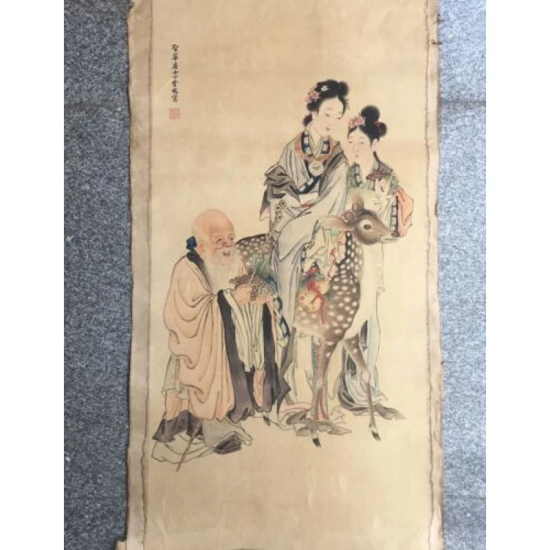 

Chinese Rice Paper Voile Mural Ding Yunpeng Color Painting Zhu Shou