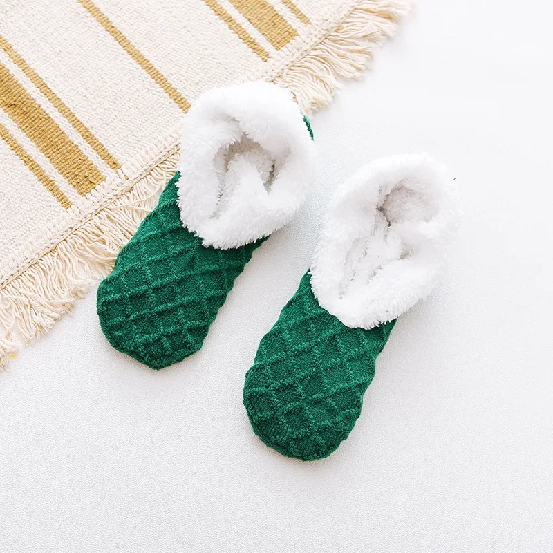 Frauen Winter Warme Dicke Socken Anti Slip Hause Boden Teppich Fuzzy Socken Lamm Wolle Samt Solide Farben Indoor Schlaf Hausschuhe Socken – Detail 19
