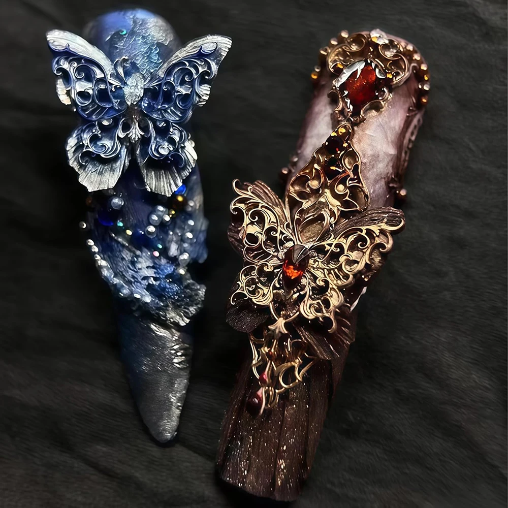 3D 바로크 패턴 젤 네일 아트 몰드 나비 달 레진 검 몰드 매니큐어 액세서리 용품 화살 실리콘 몰드