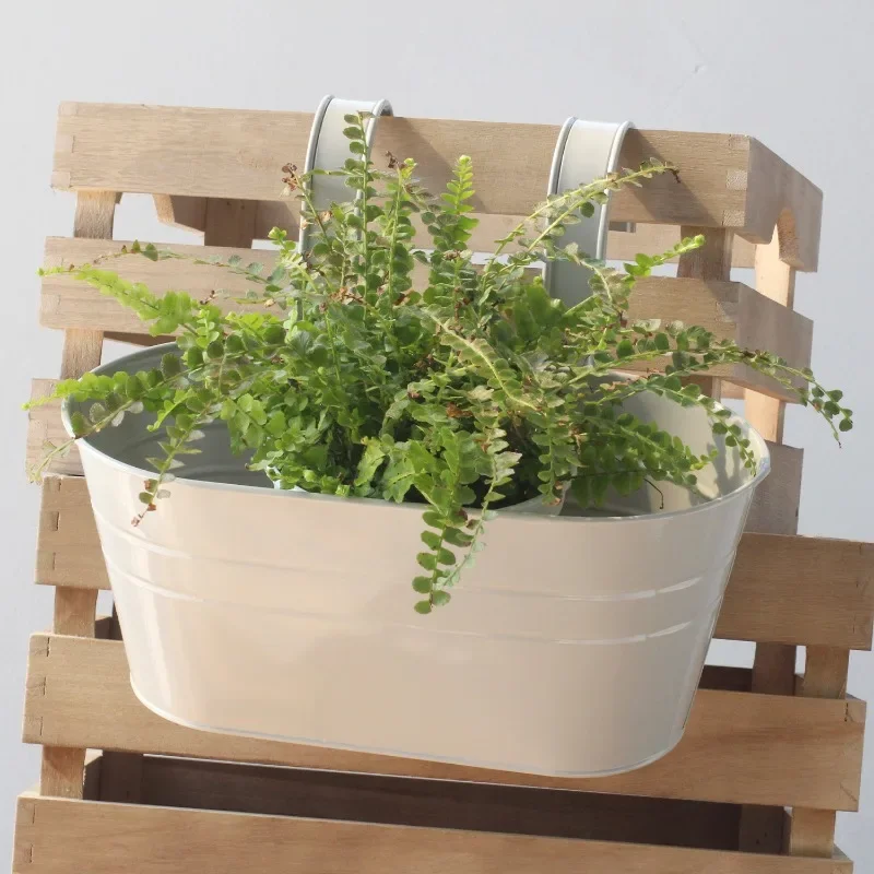 Colorful Hanging Flower Pot Detachable Double Hook Fence Plant Pot Horticultural Decor Bonsai Flower Rack Home Balcony Decor