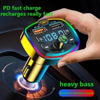 Car Hands-Free Bluetooth-compaitable 5.0 FM Transmitter 2 Fast MP3 Player Audio Receiver Car Charger Kit Handsfree Modulato I5N1 1