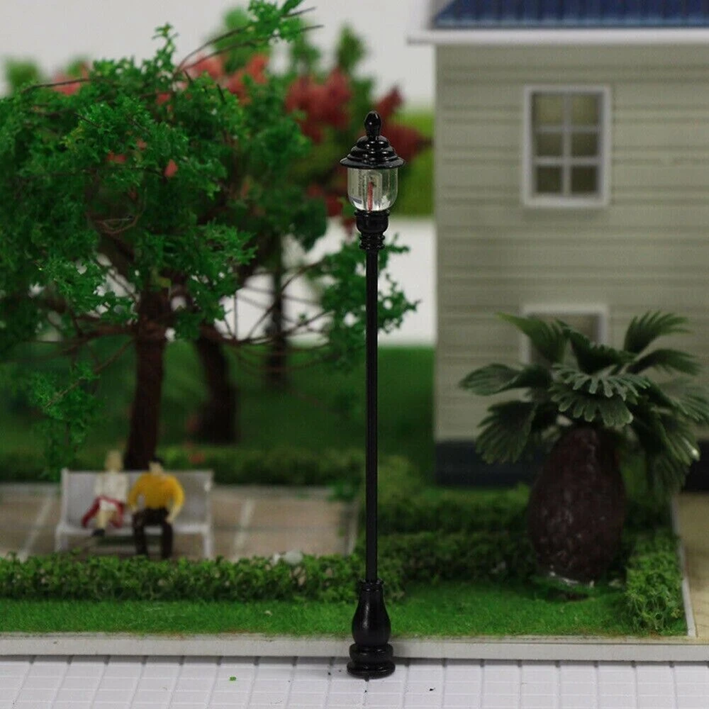 Set 20 Lampioni In Miniatura Scala 1:150 Con LED - Luci Per Diorami Treni Modellismo OO/HO - Luce Bianca Fissa - 4