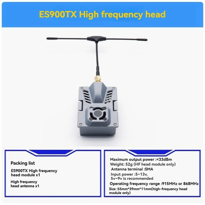 ELRS Long Distance 915Mhz Wireless Transmission Equipment High Frequency Module ES9000RX Receiving Module Receiving