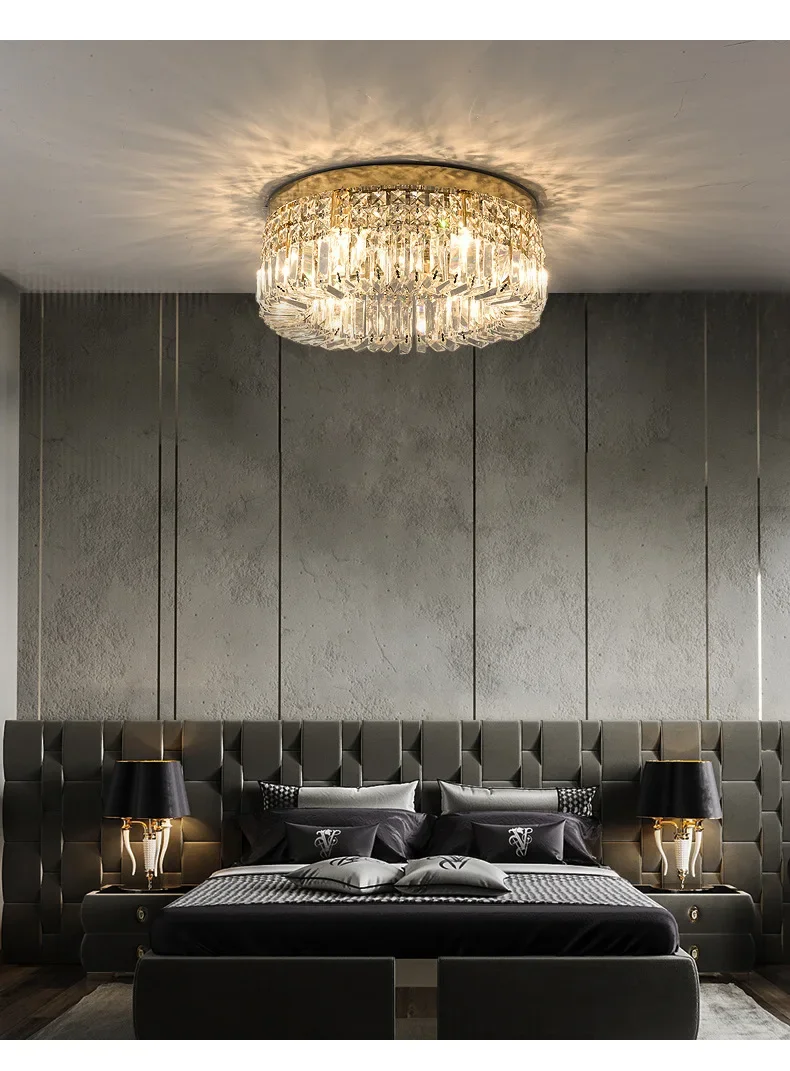 Description Picture 4 of itemLuxury Crystal Circular LED Ceiling Chandelier Living Room Bedroom Ceiling Lamp Hotel Lobby Hanging Lamps for Ceiling