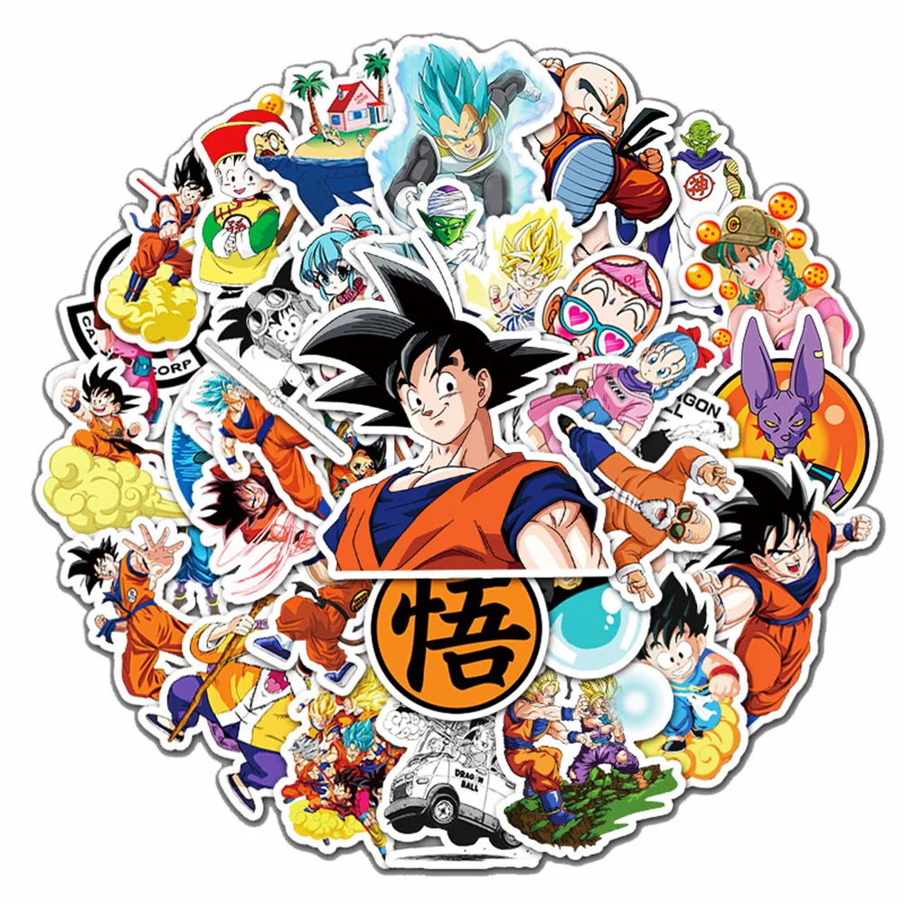 10/30/50pcs Dragon Ball Z Stickers Anime Decals Waterproof DIY Car Laptop Phone Skateboard  Cool Cartoon Decoration Sticker Pack