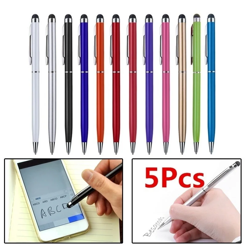 5pcs 2 In 1  Useful Design Tablet for Pad Smart Phone Touch Screen Stylus Pen+Ballpoint Pen Smartphone