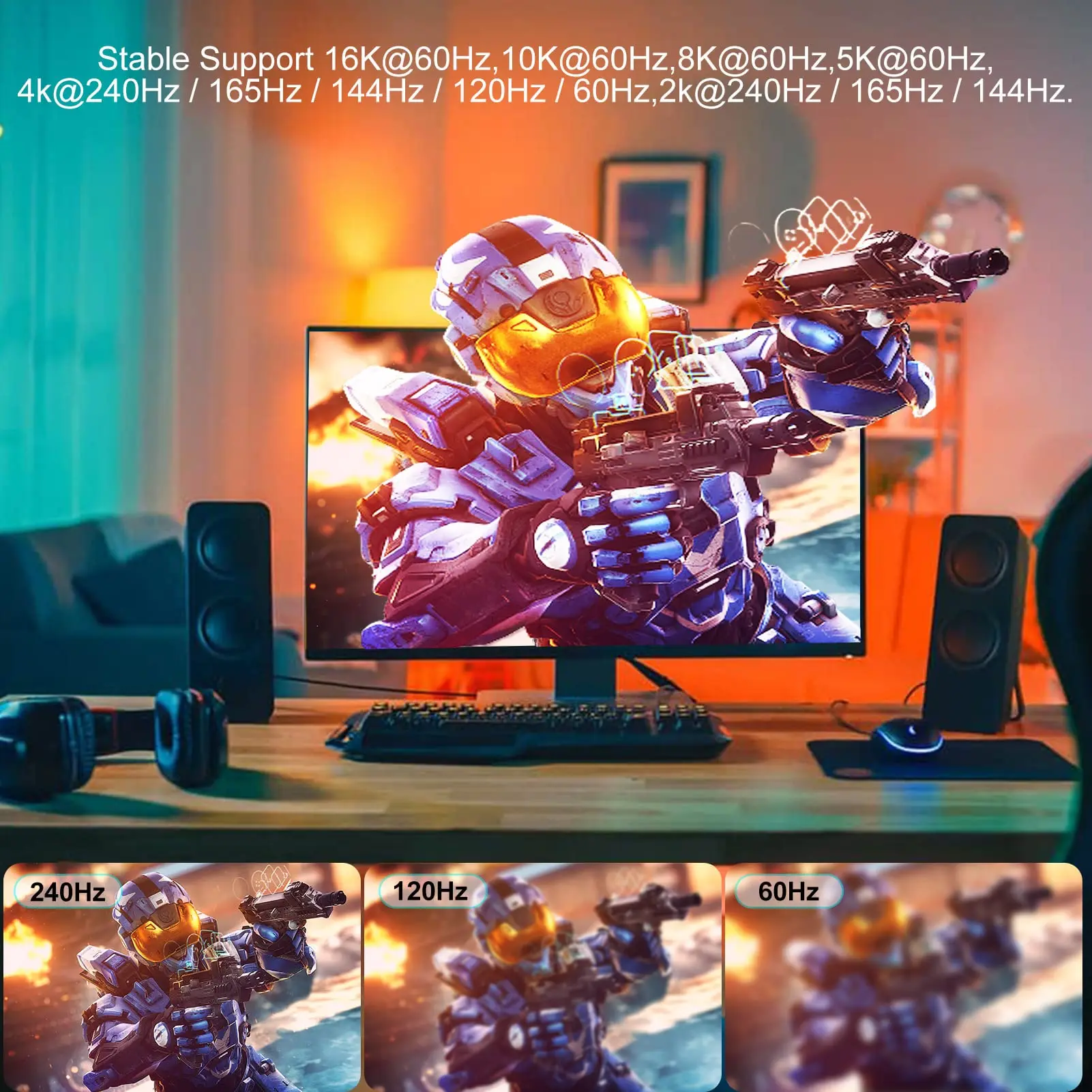 UVOOI ÷ Ʈ 2.0 ̺,   PC Ʈ TV DP 2.0 ÷ ̺ , 16K, 10K HDR, 16K @ 60Hz, 80Gbps