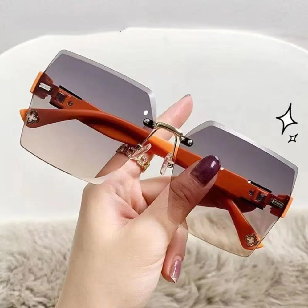New UV400 Rimless Sunglasses Vintage Summer Gradient Sunglasses Women Shades for Unisex Fashion Luxury Retro Ladies Eyeglasses - Image 4