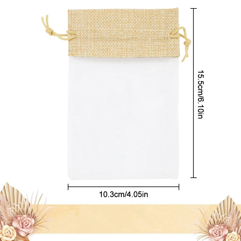 20/50Pcs Linen Jute Organza Gift Candy Bags Wedding Favors for Guests Birthday Party Supplies Christmas Small Drawstring Pouches