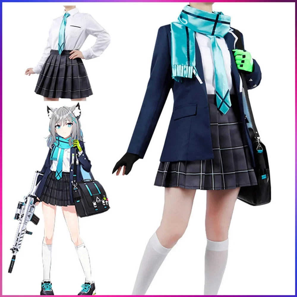 

Anime Blue Archive Sunaokami Shiroko Cosplay Costume School Uniforms Backpack Scarf Gloves Halloween Carnival Outfits Halloween