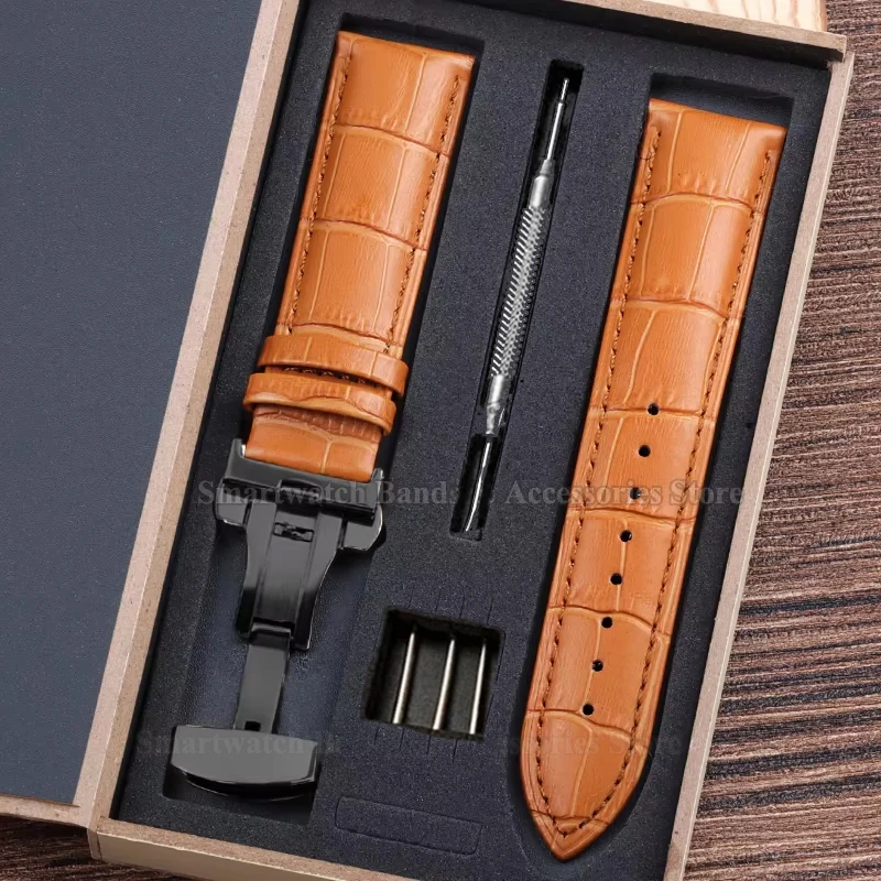 Premium Leather Watch Strap with Universal Butterfly Clasp (Multiple Sizes Available)