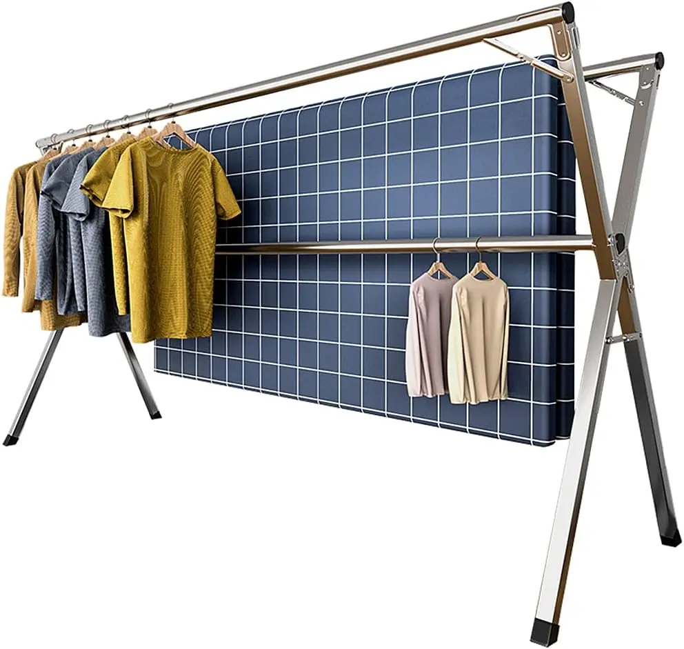 

Clothes Drying Rack,79 inch Heavy Duty Stainless Steel Laundry Drying Rack,Foldable &Length Adjustable Space Saving Garment Rack