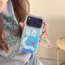 Enchanting Ocean Bunny Glitter Star Phone Case with Charm - Cartoon Shockproof Design - iPhone 14 Pro (WN980 - 2)