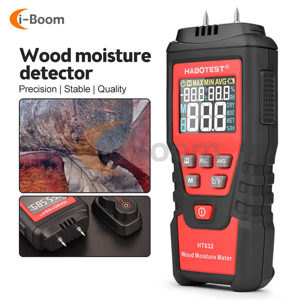 HT632 Digital Wood Moisture Meter Wall Water Tester Humidity Meter Two