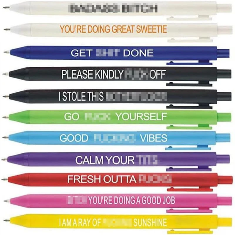 11Pcs Funny Pens 11 Ballpoint Pen Set Signature Water Pen Fun Text Press Neutral Pen