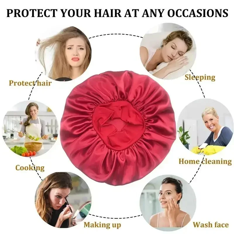 Satin Wide-brimmed Nightcap Styling Silk Headband for Sleeping Nightcap with Elasticated Floppy Band Cap Hair Shower Cap 3