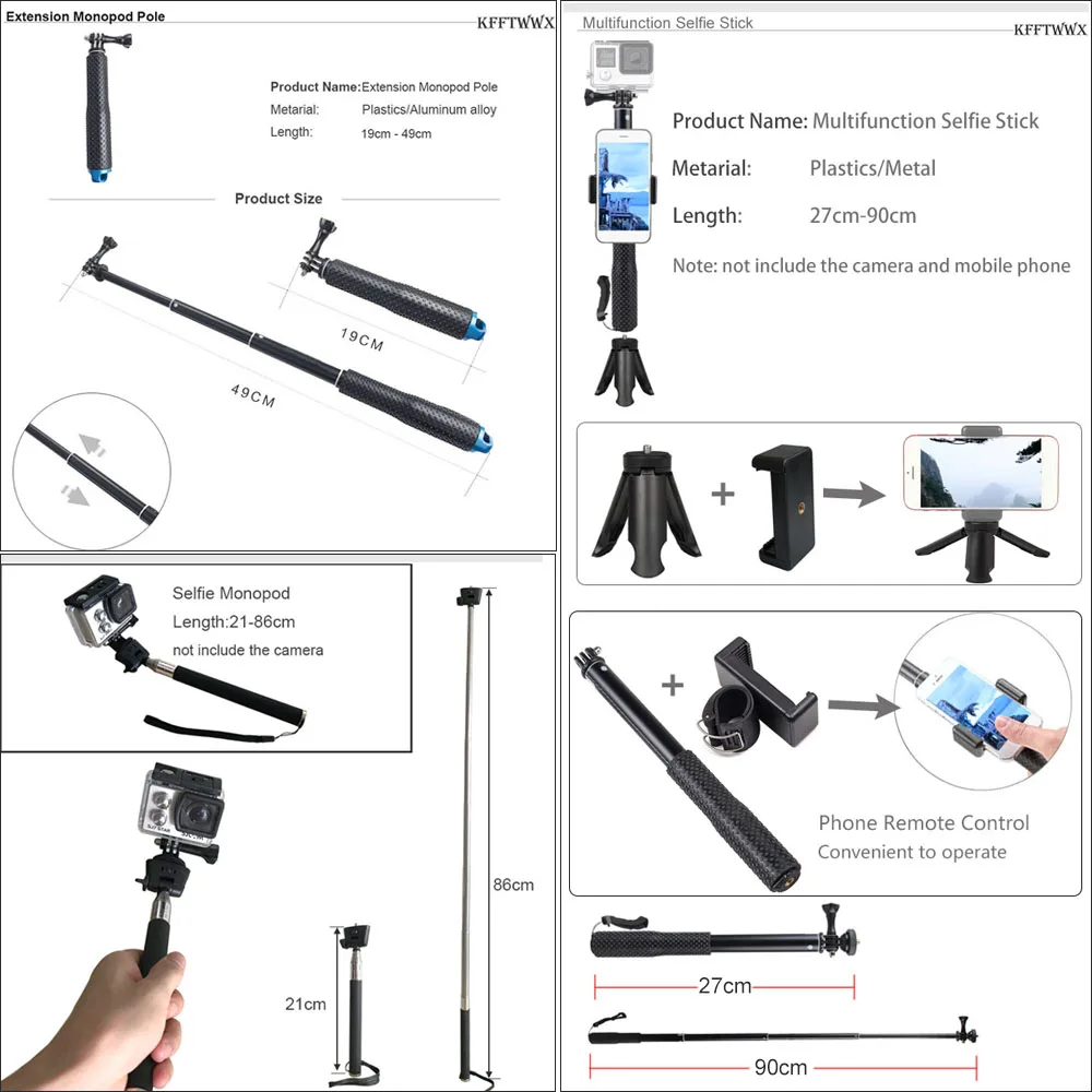 Kit di accessori per Gopro Hero 13 12 11 10 9 8 7 6 5 4 3 Nero Max Session YI SJCAM per DJI Osmo 5 Pro Insta360 X5 X4 Accessorio - immagine 3