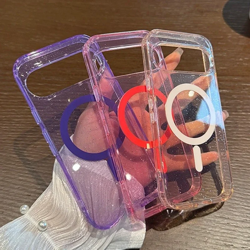 Luxury Laser Gradient Feather Case with Magsafe and Magnetic Charging Capability