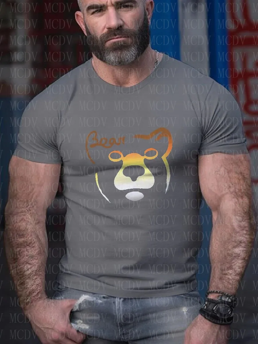 

Men's Bear Pride Printing T-Shirt Casual Print T-Shirt Summer Tees Tops The Colorful The Best He Him Hole LGBT3D Printed T Shirt