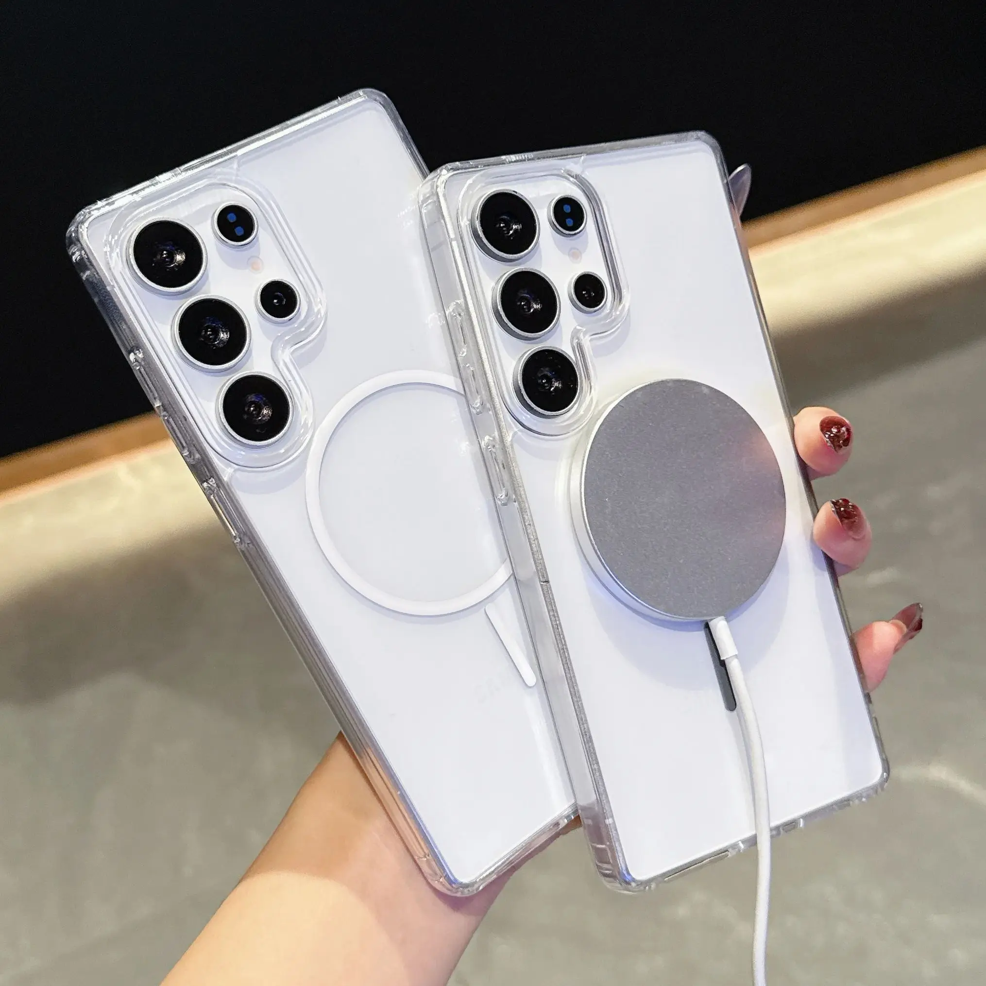 Ultra-Thin HD Clear Magnetic Phone Case with Wireless Charging Compatibility - Acrylic Hard MagSafe Cover
