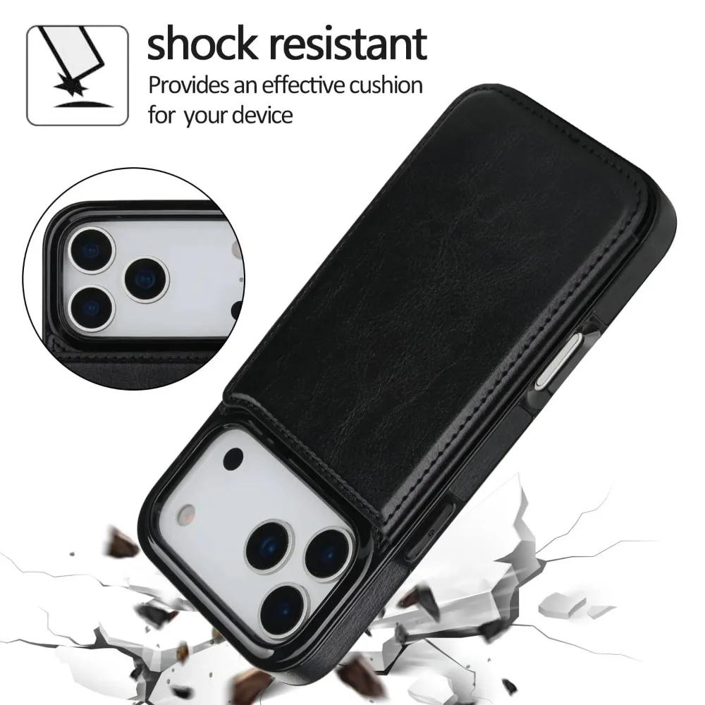 Premium Sleek Leather Wallet Phone Case with Kickstand and Card Slots - Shockproof Protection Cover