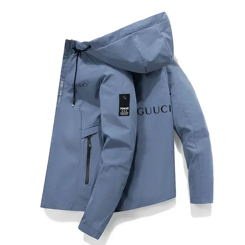 Spring/Autumn Men's Jacket Printed Outdoor Sports Hooded Windproof Simplicity Fashion Casual Jacket
