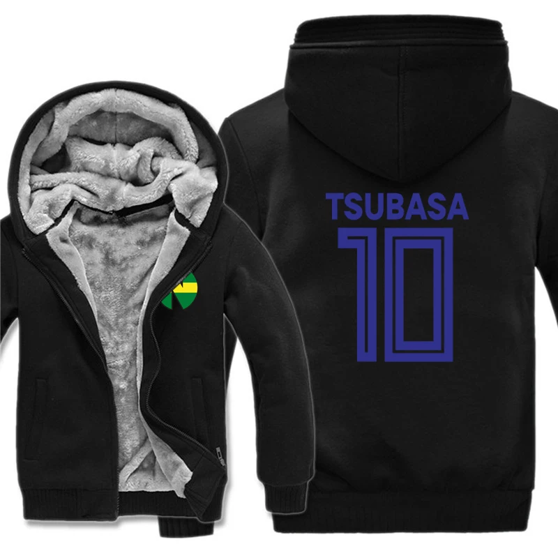 Ozora Tsubasa Felpe Con Cappuccio Da Uomo Cool Coat Winter Fleece Warm Anime Captain Tsubasa Felpa Mans Jacket Hoody