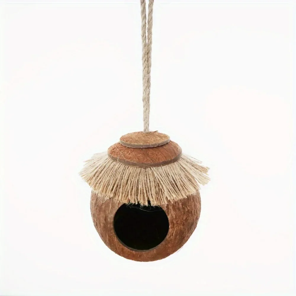 Hamster, Parrot, Honey Bag, Glider, Coconut Shell Nest, Coconut Shell Breeding Nest, with Ladder Toy Cage for Landscaping