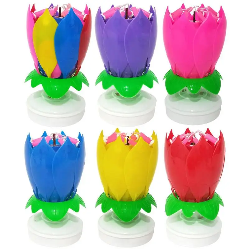 

Lotus Candle Rotating Lotus Birthday Candle Singing Candle-Powered Spinning Cake Topper Reusable Birthday Candle Party Decor