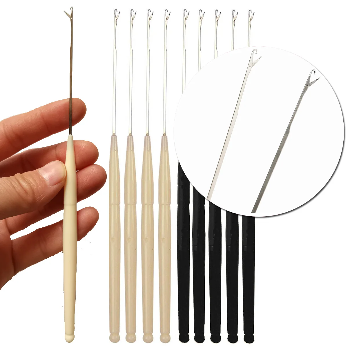 10Pcs Micro Plastic Latch Crochet Hook Needle For Braiding Hair Extension Weaving Dreadlocks Making Wig Sewing Tool for Crochet Hooks Hair Extensions Tool