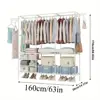 67×65×13.7 in Spacious Triple - Row Black/White Metal Clothes Rack, with Shoe & Accessory Space, Made of Durable Plastic 3