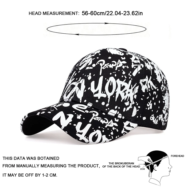 Baseball Caps Unisex Letter Graffiti Print Spring and Autumn Outdoor Adjustable Casual Sunscreen Hat