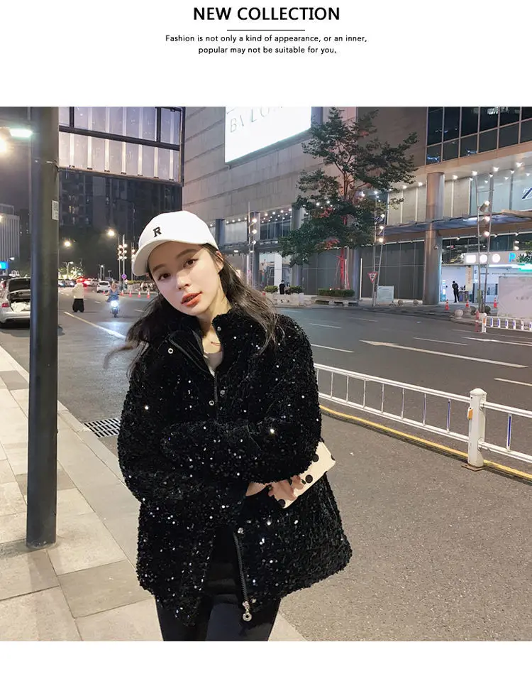 Sequined White Duck Down Short Down Jacket Women Thicken Parkas 2025 New Fashion Down Jacket Women Korean Loose Parka Coat
