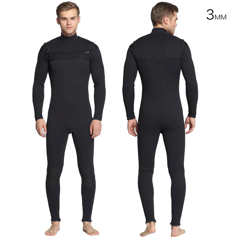 3MM Neoprene Wetsuit Warm Men And Women One-piece Long Sleeve Trousers Diving Suit Snorkeling Surfing Horizontal Zipper Swimsuit