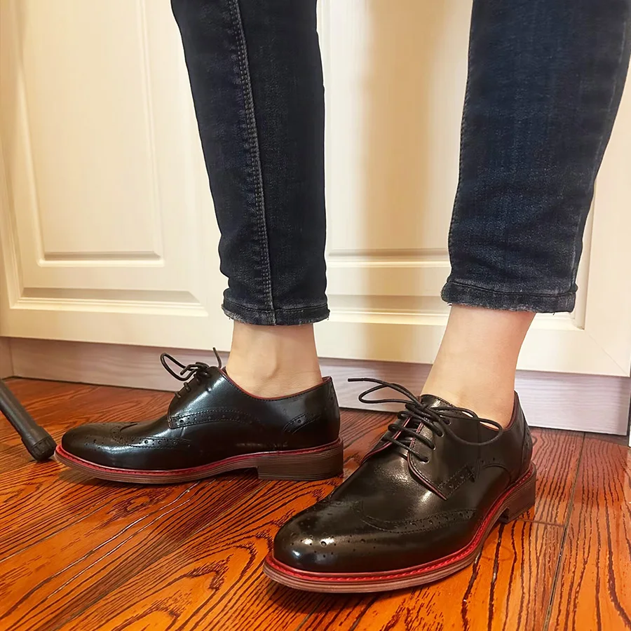Women's Leather Summer Platform Sneakers Flat Casual Black Oxford Shoes Loafers Moccasins Spring Vintage For Woman Trend