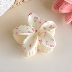 Chic Pastel Hair Accessories: Checkered Bows, Cherry Blossoms, Frangipani Clips (28087A)
