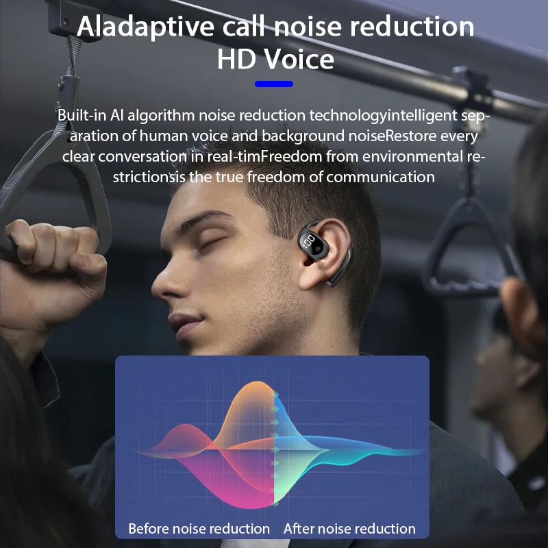 FN-98 Wireless Bluetooth Headset Ultra-Long Life Earphones with Digital Display not into the Ear Headphone for Xiaomi Samsung