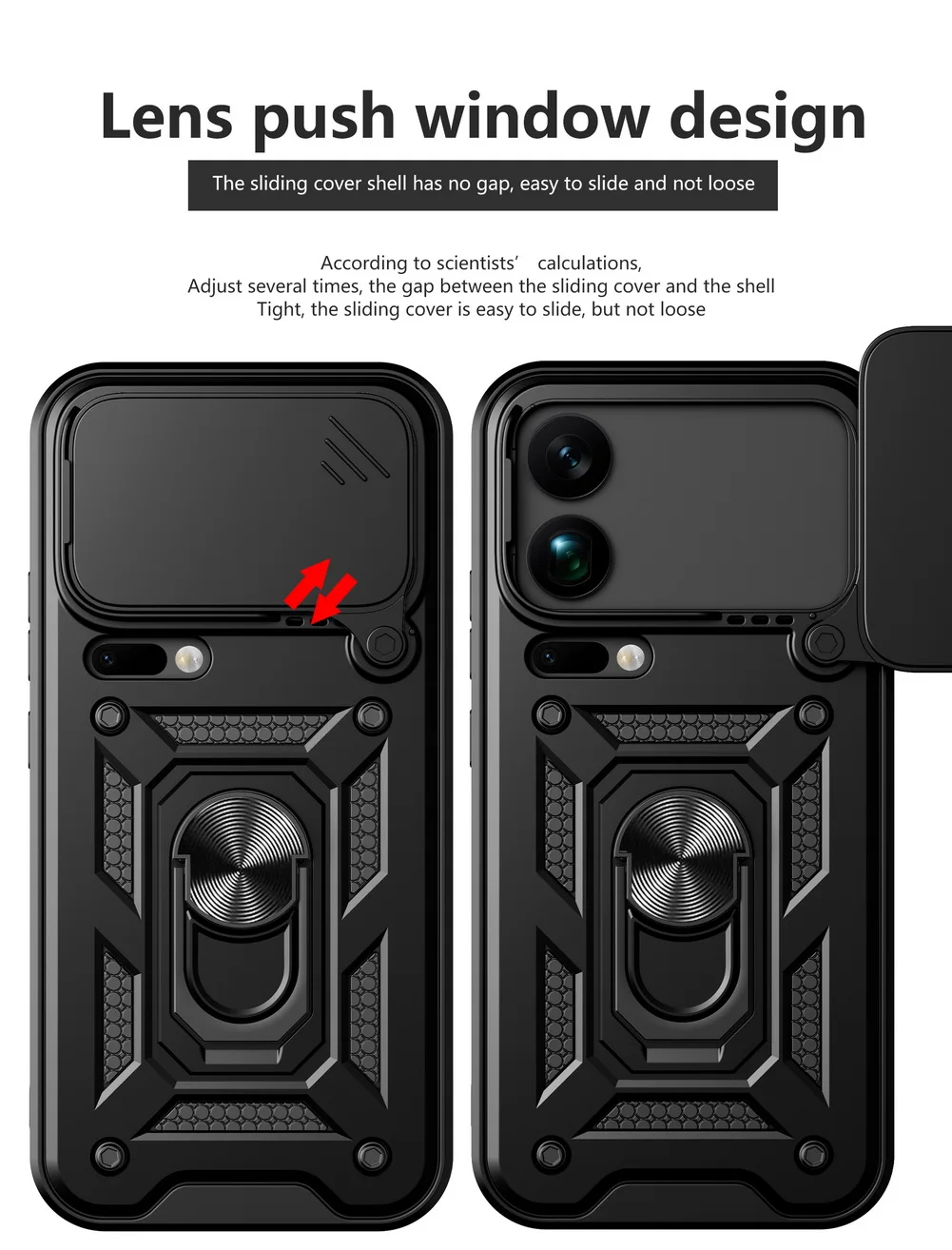 Durable Armor Hybrid Camera Protective Case with Metal Ring Holder