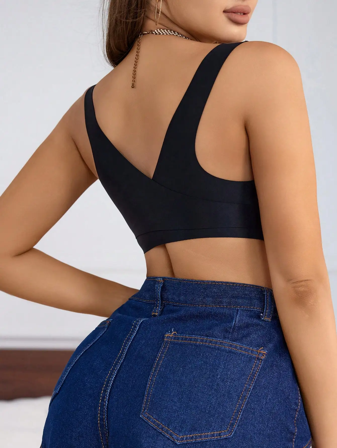 Reggiseno da donna in pizzo floreale con chiusura frontale, spalline larghe, senza ferretto, scollatura a V profonda, traspirante, comodo, con chiusura posteriore, intimo B2449 - immagine 4